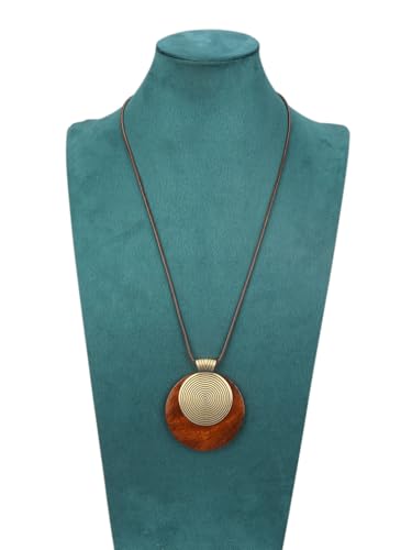 Bohemian Necklaces for Women Long Leather Necklace with Large Pendant Chunky Boho Hippie Jewelry Pendant Chocker Necklace - style: Big Pendant Necklace
