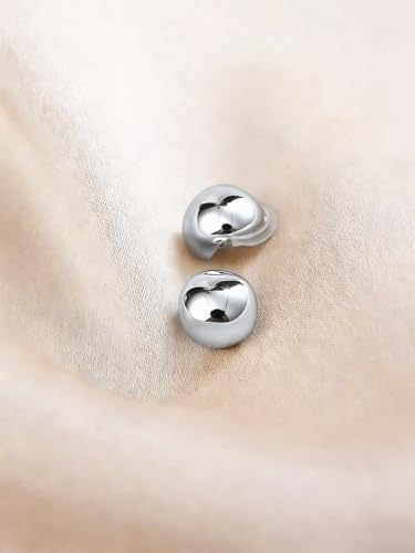 FAN&LOUIS Gold Ball Clip On Earrings, 24K Gold Plated Chunky Half Ball Earrings for Women Non-Pierced Ears Trendy Lightweight Hypoallergenic Clip-On Earrings - style: Gold and Silver