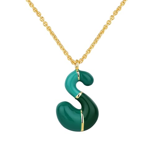 Kainier Bubble Letter Initial Necklace for Women, Colorful Balloon Alphabet Name Pendant Dainty Cute 14K Gold Plated Necklaces Jewelry Gifts… - color: Colourful, style: S