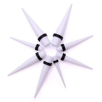 JieyueJewelry 50/54 Pcs Ear Stretching Kit 14G-00G | Acrylic Tapers & Plugs with Silicone Tunnels, Ear Gauges Expander Set Body Piercing Jewelry for Women and Men - color: White