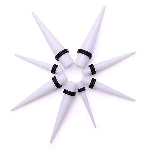 JieyueJewelry 50/54 Pcs Ear Stretching Kit 14G-00G | Acrylic Tapers & Plugs with Silicone Tunnels, Ear Gauges Expander Set Body Piercing Jewelry for Women and Men - color: White