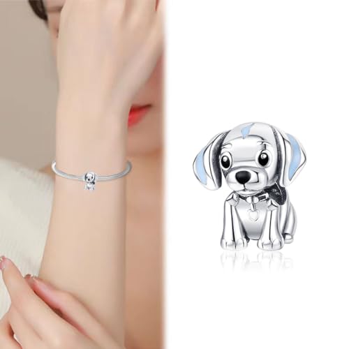 Charm for Bracelets and Necklaces Heart Cat Flower Boy 925 Sterling Silver Bead Birthday Jewelry Gift for Women - color: Dog Charm