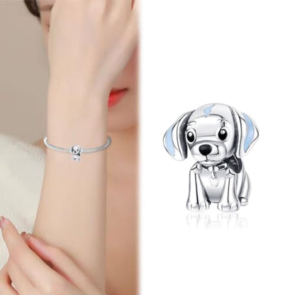 Charm for Bracelets and Necklaces Heart Cat Flower Boy 925 Sterling Silver Bead Birthday Jewelry Gift for Women - color: Dog Charm