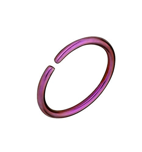 Forbidden Body Jewelry 18G Surgical Steel IP Plated Seamless Nose Ring & Cartilage Hoop with Comfort Round Ends (Sold Individually) - style: 18G 6mm Purple