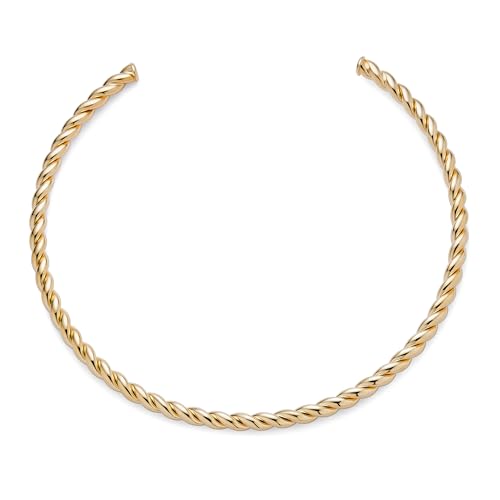 Bling Jewelry Tradtional Cable Twist Braid Rope Choker Collar Necklace For Women Teens Polished 14K Yellow Gold Plated