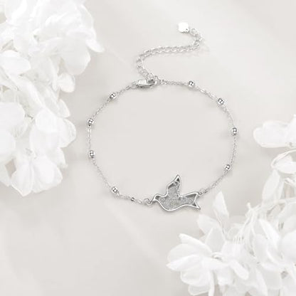 POPLYKE Bracelet for Women 925 Sterling Silver Dove/Hummingbird/Cat Animal Bracelet Jewelry Gifts for Mother Daughter Sister Grandma - style: Dove