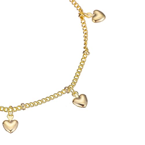 kelistom 925 Sterling Silver Bracelets for Women Teens, Love Heart Charm Chain Bracelet Bangle Fashion Jewelry Gifts - color: heart hanging-gold