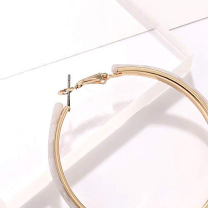 Acrylic Earrings Lightweight Hoop Earrings Statement Resin Drop Dangle Stud Earrings Fashion Jewelry For Women - color: White