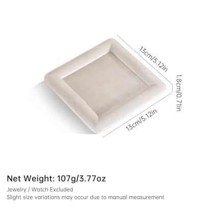 Velvet Jewelry Display Tray for Ring Earrings Necklace Bracelet Flat Tray - color: Beige, size: 5.12 × 5.12 in