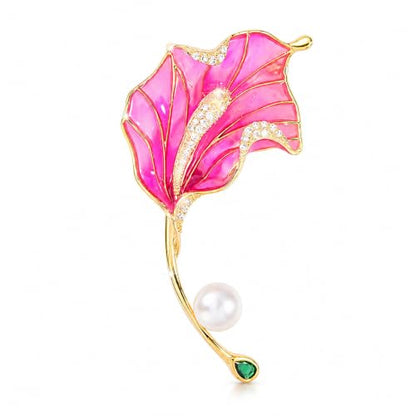 Flower Brooch for Women Rhinestone Pearl Zirconia Flower Lapel Pin Birthday Holiday Gift for Mother Wife Girlfriend - color: 03 Calla Lily-2