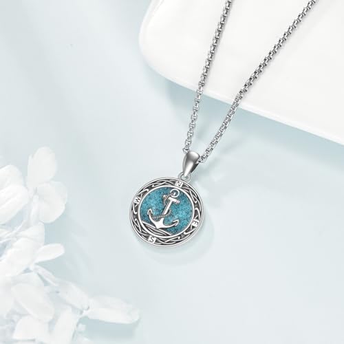 ONEFINITY Lighthouse Necklace for Women Sterling Silver Lighthouse Pendant Necklace Birthday Jewelry Gift for Women - color: Turquoise Anchor Compass