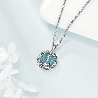 ONEFINITY Lighthouse Necklace for Women Sterling Silver Lighthouse Pendant Necklace Birthday Jewelry Gift for Women - color: Turquoise Anchor Compass