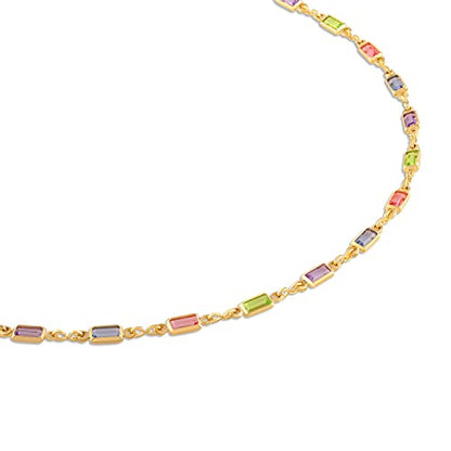 Barzel 18K Gold Plated Gold and Multi Color Crystal Baguette Anklet - color: BR199-10
