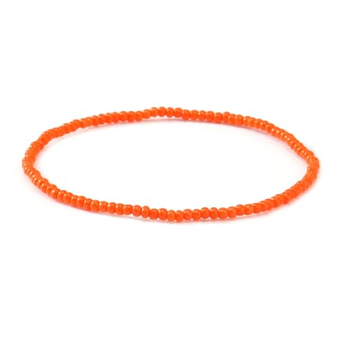 Handmade Stackable Rice Seed Beaded Ball Bracelets set for women, Romantic Boho Trendy Acrylic Glass Stretch Accessories Multi Layer Jewelry, Daily Wear Party Holiday Friendship Gift - color: Orange