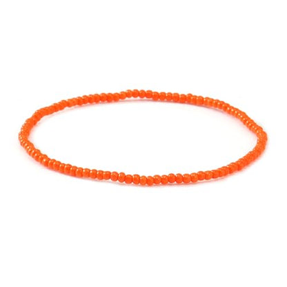 Handmade Stackable Rice Seed Beaded Ball Bracelets set for women, Romantic Boho Trendy Acrylic Glass Stretch Accessories Multi Layer Jewelry, Daily Wear Party Holiday Friendship Gift - color: Orange