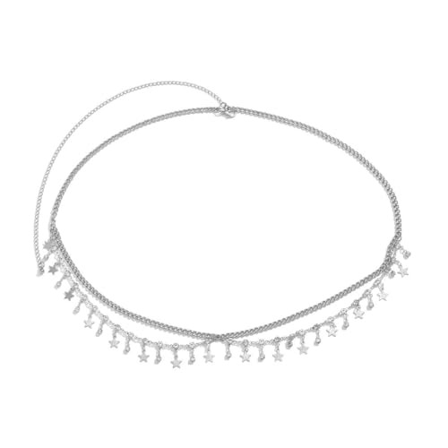 Layered Belly Waist Chain for Women - color: Silver star waist chain