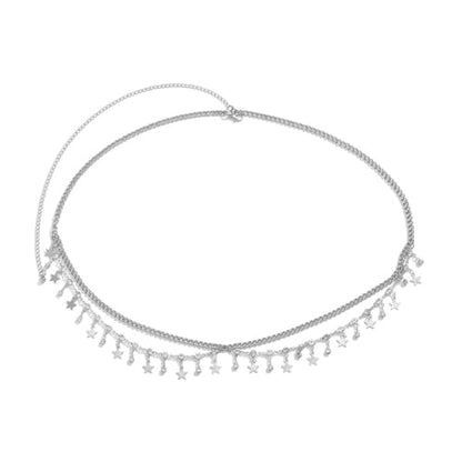 Layered Belly Waist Chain for Women - color: Silver star waist chain