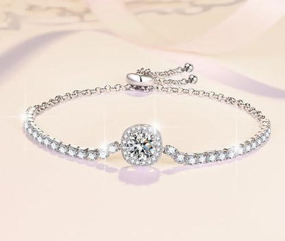 Women 4Pieces Cubic Zirconia Jewellery Set Rhinestone Necklace Earrings Bracelet Ring - color: Silver 2