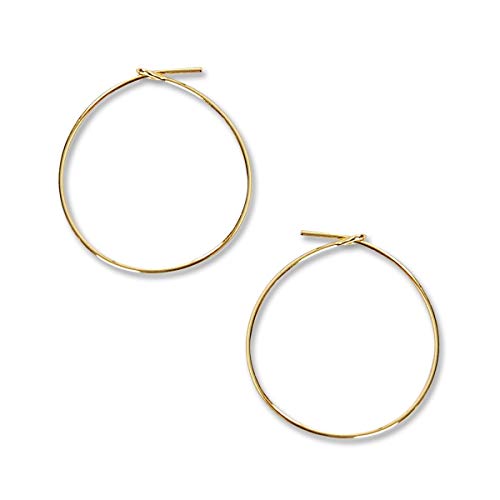 Thin Hoop Earrings for Women - Lightweight Wire Threader Loop Drop Dangles | Plated in 18K Gold or 925 Sterling Silver, Hypoallergenic and Safe for Sensitive Ears - color: 18K Gold Plated - 1" inch