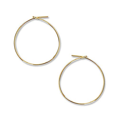 Thin Hoop Earrings for Women - Lightweight Wire Threader Loop Drop Dangles | Plated in 18K Gold or 925 Sterling Silver, Hypoallergenic and Safe for Sensitive Ears - color: 18K Gold Plated - 1" inch