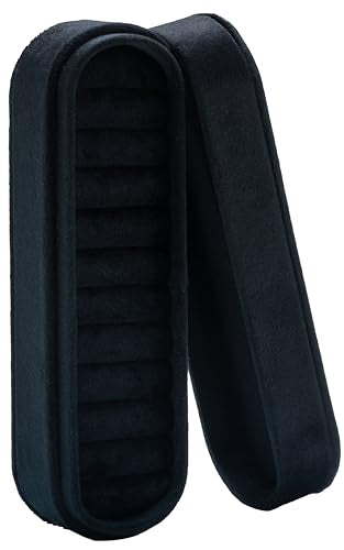 Velvet Small Multiple Ring Box Portable Organizer Display Storage | Travel Case Jewelry Earring Holder for Wedding Birthday Christmas Day (Black) - color: Black