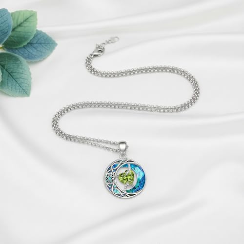 ONEFINITY Moon Star Necklace 18K White Gold Plated Celtic Moon Birthstone Pendant Necklaces Heart Birthstone Anniversary Birthday Jewelry Gifts for Women Wife Mom - style: August