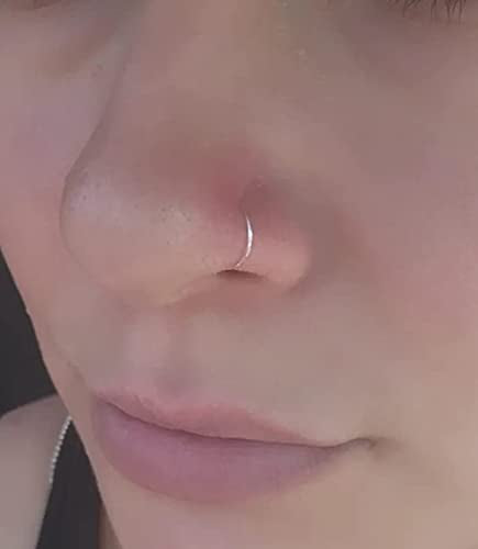 Longita 20g Nose Rings Hoop L Shape Nose Studs Stainless Steel Nose Screw Bone Flat Top Diamond Opal Heart High Nostril Piercing Jewelry Silver Rose Gold Black Pack for Women Men - color: 51-20g-silver