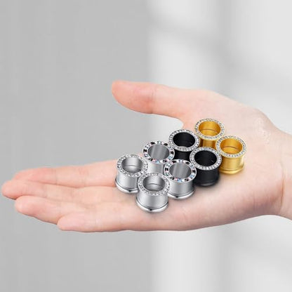 WBRWP Unisex Women 6pcs/8pcs-3pairs/4pairs Hollow Zircon Stainless Steel Screw Ear Plugs Tunnels with ZirconEar Plugs Tunnels - Ear Expander - Ear Gauges Stretcher Body Piercing 8g-5/8 - color: 4pairs(8pcs) set with cz
