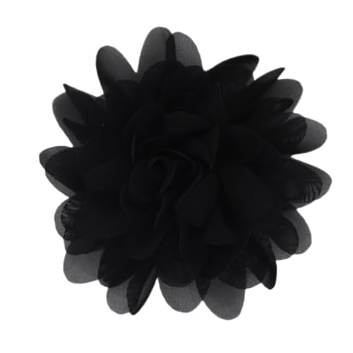Satin Fabric Large Flower Brooch Pin Dainty Handmade Big Rose Flower Brooches Blossom Lapel Pins Silk Camellia Flowers Pin Wedding Dance Prom Party Banquet Dresses Suit Clothes Jewelry for Women - color: Black
