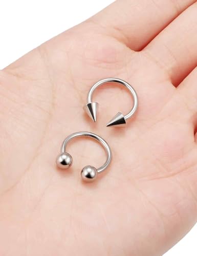 ASTM F136 Titanium 20/18/16/14/12/8/6/4/2g Internally Threaded Horseshoe Nose Septum Ring Gauge Earrings Lip Rings Prince Albert Jewelry Hoop Piercings for Women Men - size: 14g*12mm