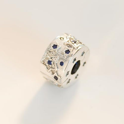 KEQ Clip Spacer Charm for Bracelet 925 Silver Pave Cubic Zirconia Clip Lock Stopper Bead Spacer For Women Bracelets Stopper Birthday Gifts European Openable Beads 2pcs - color: Starstar