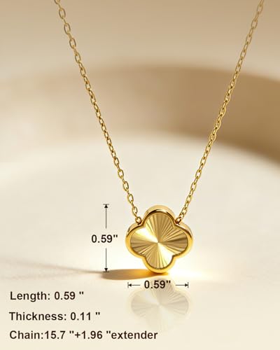Four Leaf Clover Necklace 18K Gold Plated Necklaces for Women Lucky Flower Pendant Adjustable Link Chain Stainless Steel Dainty Trendy Simple Jewelry Gifts for Women - color: 1G-Gold