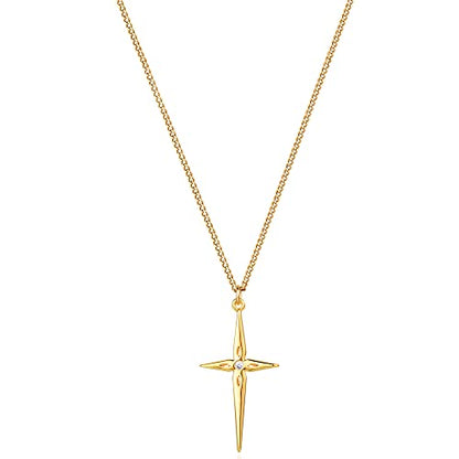 Fettero Cross Necklace for Women Faith Pendant 14K Plated Dainty Chain Necklaes Minimalist Simple Tiny God Lords Prayer Religious Jewelry - style: Arrow CZ Cross