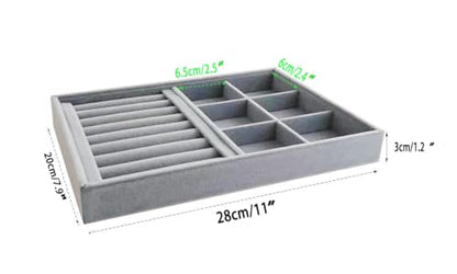 Gray Velvet Stackable Organizer Premium Quality Stackable Tray for Rings Accessaries Jewelry Collectibles Closet Orgnization Drawer Dividers Inserts - size: Combo