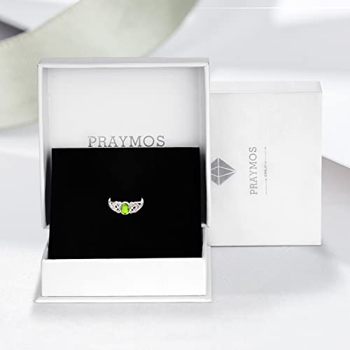 PRAYMOS 925 Sterling Silver Ring Birthstone Ring Turquoise Moss White Opal Ring for Women Celtic Knot Open Adjustable Thrumb Ring - color: Green Peridot