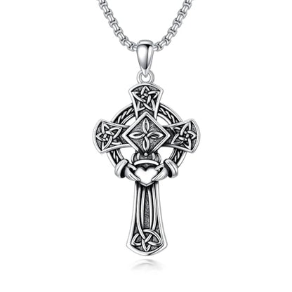 Cross Necklace for Men Women 925 Sterling Silver Cross Pendant Necklace Christian Religious Jewelry Gifts for Anniversary - color: 2-Celtic Cross-2