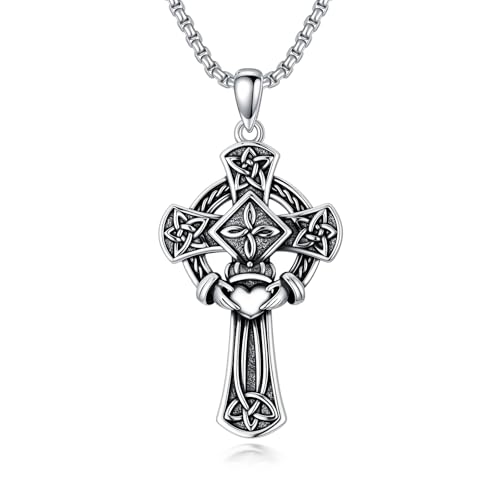 Cross Necklace for Men Women 925 Sterling Silver Cross Pendant Necklace Christian Religious Jewelry Gifts for Anniversary - color: 2-Celtic Cross-2