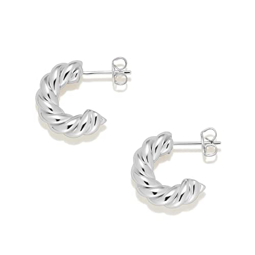 Amazon Essentials Sterling Silver Twisted Rope Hoop - color: Silver, size: 15 mm