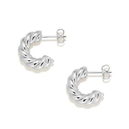 Amazon Essentials Sterling Silver Twisted Rope Hoop - color: Silver, size: 15 mm