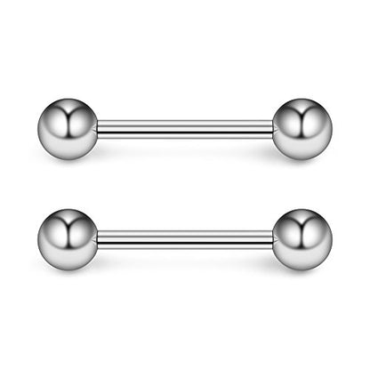Ruifan Grade 23 Titanium Internally Threaded Nipple Piercing Jewelry Barbell Ring PA Tongue Rings Nipple Straight Body Piercing Jewelry for Women Men 16G 14G 12G 8G 6G 4G 2G - size: 14GA - 9/16" (14mm)