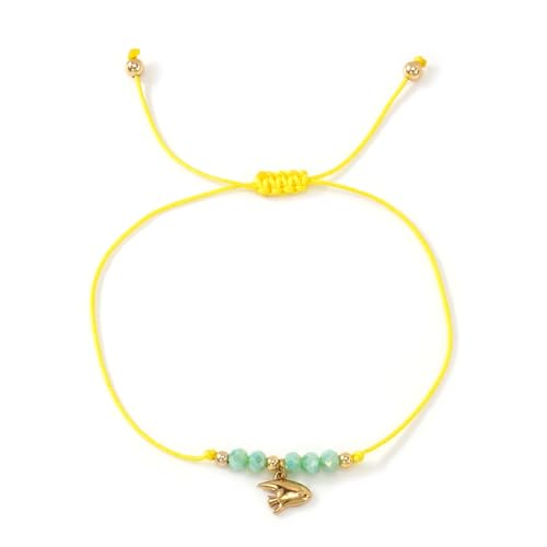Boho Glass Seed Beaded Bracelets For Women, Handmade Romantic Gold Plated charm String Braided Rope Adjustable Jewelry, Summer Beach Daily Party Friendship Gift - color: Yellow Fish