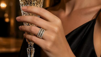 Hexa Wide Band Statement Ring, Fashion Rings for Women, Elegant Gold Jewelry Accessories,Perfect for Party & Date Night, Hypoallergenic & Durable - color: Gold Black
