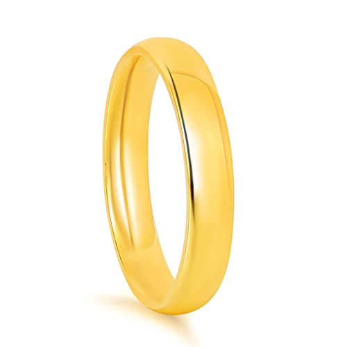 KAZITSAN 2mm 4mm 6mm Stainless Steel Rings for Women Men High Polish Plain Dome Silver/Gold/Rose Gold Wedding Band Comfort Fit - color: 4mm-Gold