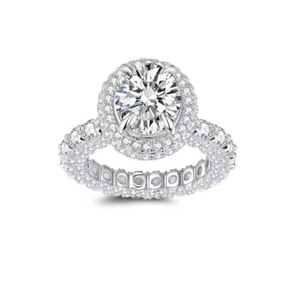 5ct Moissanite Ring- with Certificate, 925 Sterling Silver with 18K White Gold Plated, D+VVS1 Clarity Grade, Plasma Cutting Craftsmanship, Suitable for: Partie/Travel/Wedding/Birthday/Give Gift