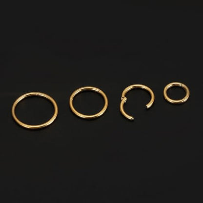 2Pcs Women Men Titanium Nose Rings Hoops 20G 18G 16G 14G 12G Hinged Nose Clicker for Nostril Septum Cartilage Helix Tragus Conch Daith Rook Lip Ear Lobe Piercings Diameter 6mm/7mm/8mm/9mm/10mm/11mm/12mm/14mm/16mm Sliver-Gold-Black-Rose Gold - color: Gold,