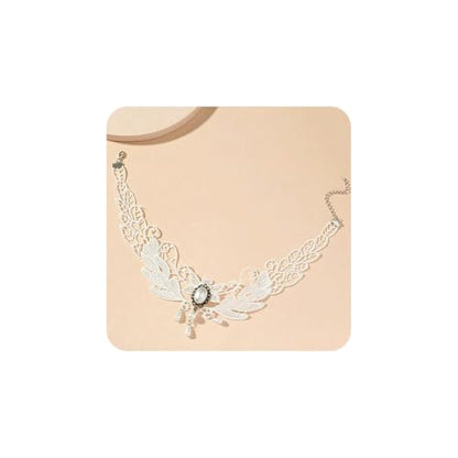 Gothic Lace Choker Necklace for Women, Pearl Sexy Tassel Adjustable Choker Necklace, Boho Halloween Jewelry for Festival Party Cosplay Costume Gifts - color: white Pearl Pendant