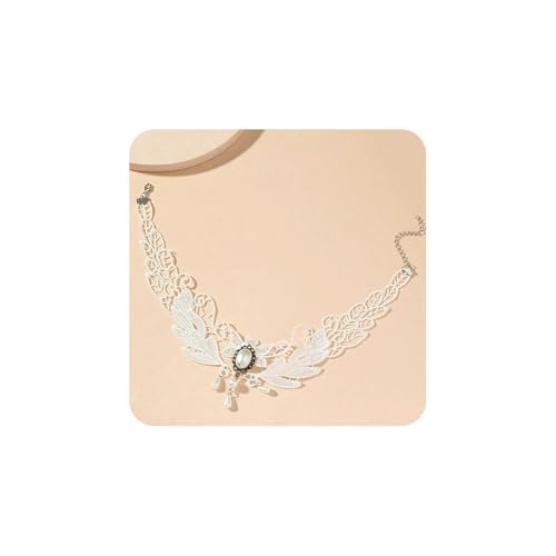 Gothic Lace Choker Necklace for Women, Pearl Sexy Tassel Adjustable Choker Necklace, Boho Halloween Jewelry for Festival Party Cosplay Costume Gifts - color: white Pearl Pendant