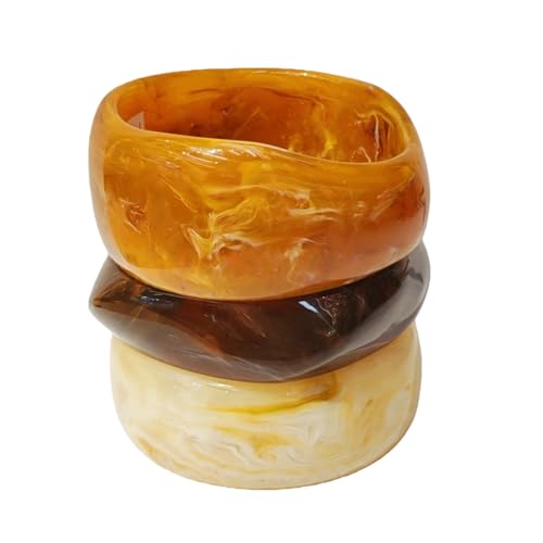Chunky Bracelet Set for Women | 3-Pack Acrylic Resin Bangles | Brown & Colorful Statement Jewelry | Indian Style Bangle Bracelets - color: 01