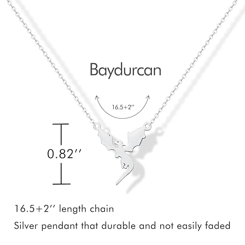 Baydurcan Dainty Silver Necklace for Women Ankh Horse Celtic Necklace Gifts | Dainty charm gifts for friends sister mother, birthday, christmas, graduation gifts. Ready to give with card & envelope. - style: Dragon
