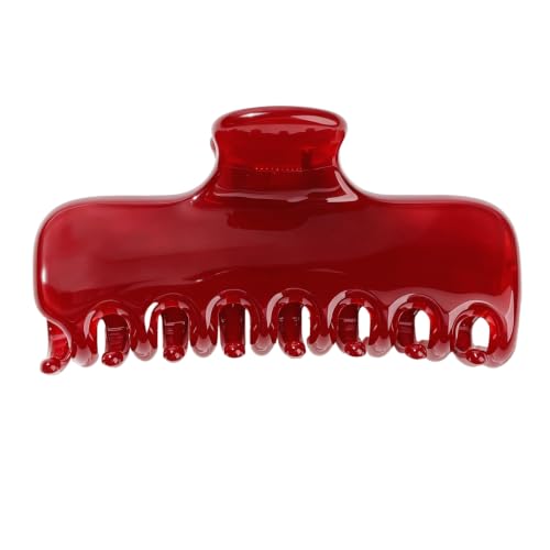 Ivyu 4-Inch Large Rounded Rectangle Hair Claw Clip for Women, Strong Hold | Smooth rounded teeth and a strong spring provide a secure hold for full updos on fine to medium hair. - color: Translucent red